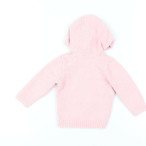 Joules Unisex Baby Pink Animal Cardigan, 6-9 Months, Hooded Zip