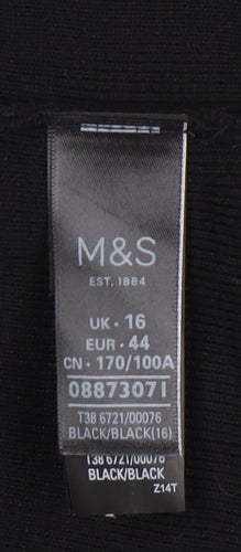 Marks and Spencer Women's Black Open Front Cardigan Size 16