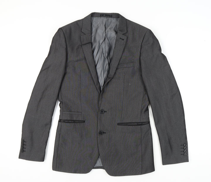 Next Men's Grey Striped Blazer 36R Regular Fit