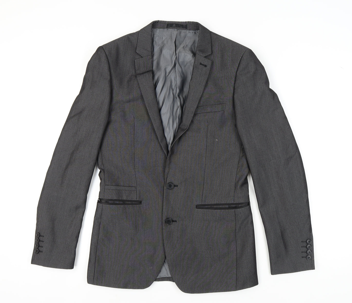 Next Men's Grey Striped Blazer 36R Regular Fit