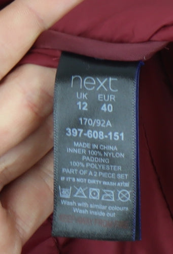 Next Women's Red Mid-Length Parka Jacket Size 12