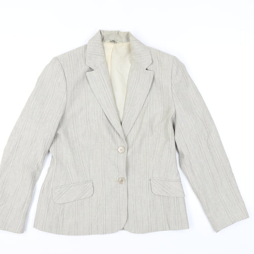 BHS Women Neutral Pinstripe Regular Blazer Size 12