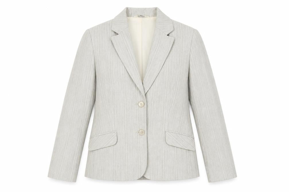 Front view of BHS Women Neutral Pinstripe Regular Blazer, size 12