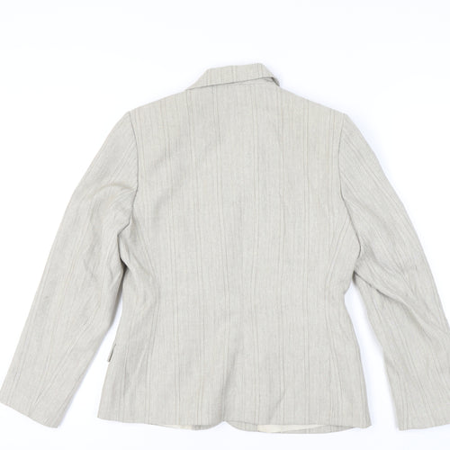 BHS Women Neutral Pinstripe Regular Blazer Size 12