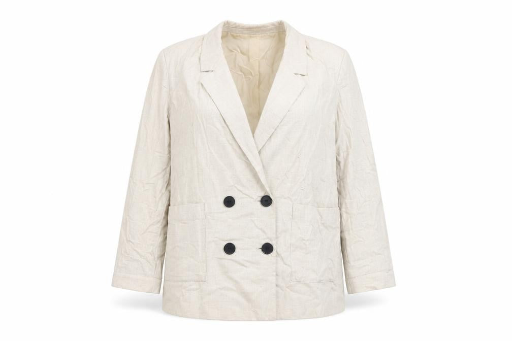 Front view of Vero Moda Women's Beige Blazer, size 18, Double-Breasted