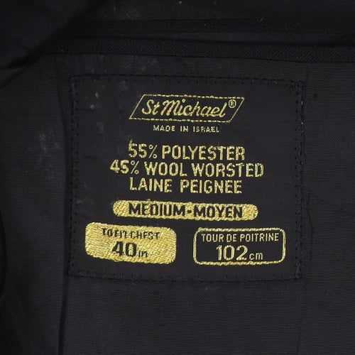 St Michael Men's Black Blazer M Classic Formal Jacket