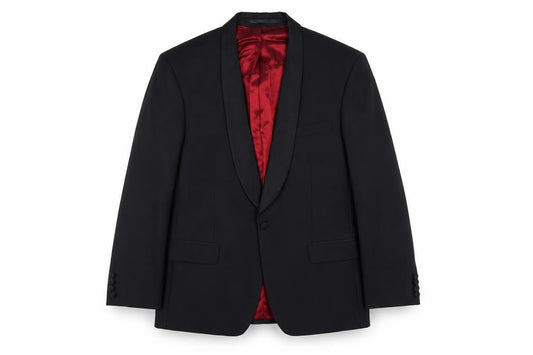 Front view of Fellini Men's Black Tuxedo Jacket Shawl Lapel 40R
