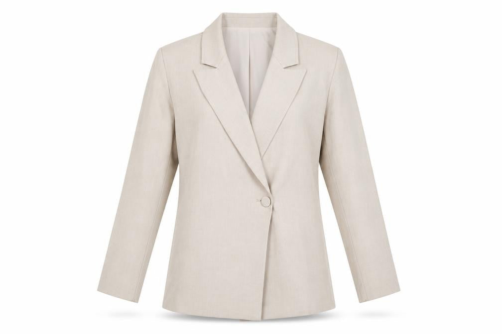 Front view of 4th & Reckless Women's Beige Tailored Blazer UK 8
