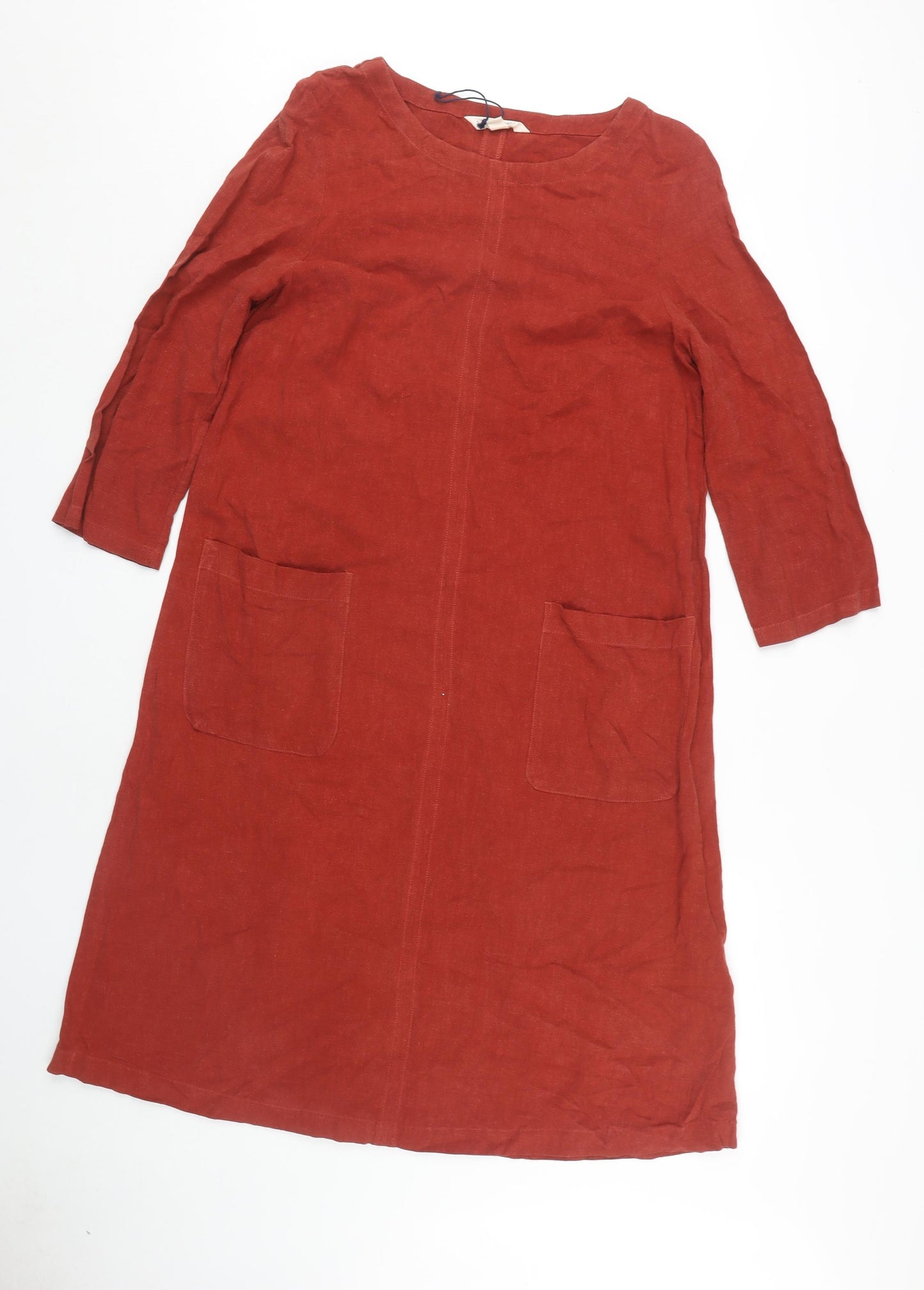Seasalt Cornwall Women’s Red Shift Dress, Size 14, Linen Blend