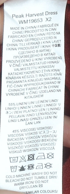 Seasalt Cornwall Women’s Red Shift Dress, Size 14, Linen Blend