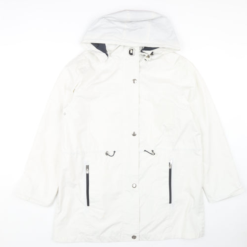 Finesse Women's White Parka Jacket, Size 16, Hooded