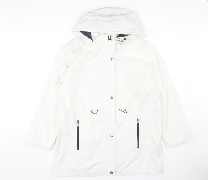 Finesse Women's White Parka Jacket, Size 16, Hooded