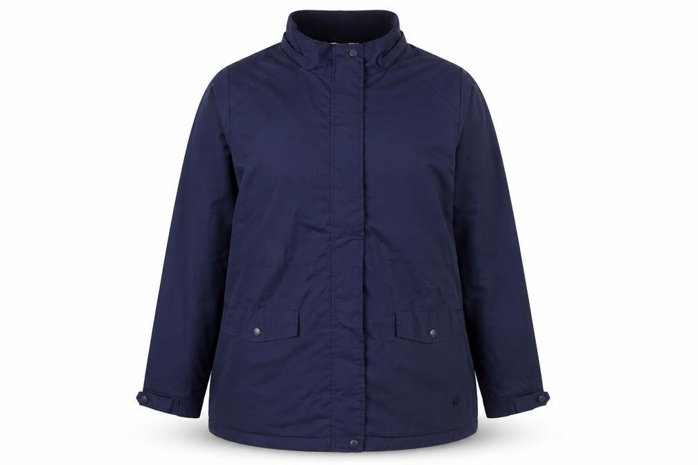 Front view of Tulchan Women's Blue Mid-Length Jacket, size 20