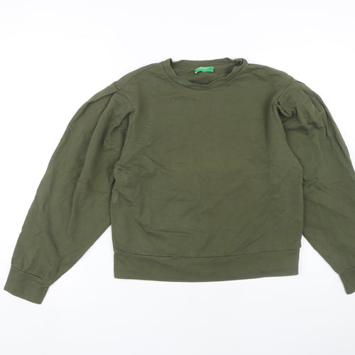 United Colors of Benetton Green Cotton Sweatshirt XS