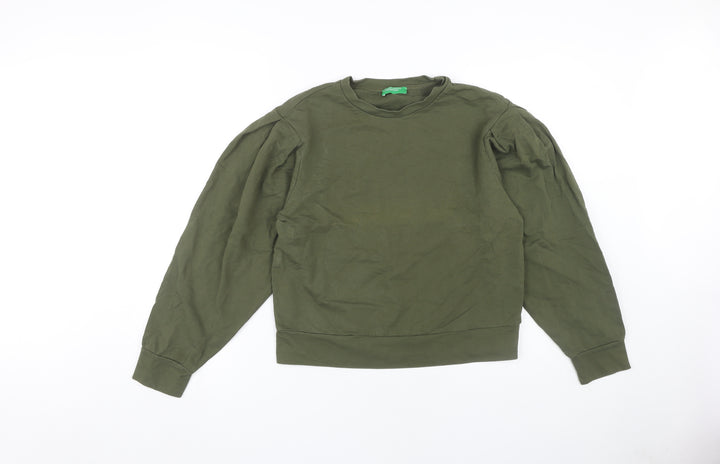 United Colors of Benetton Green Cotton Sweatshirt XS