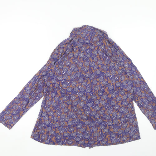 White Stuff Women's Purple Floral Button-Up Blouse Size 14