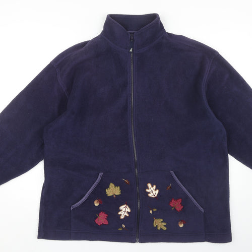 Tulchan Women's Blue Embroidered Fleece Jacket XL