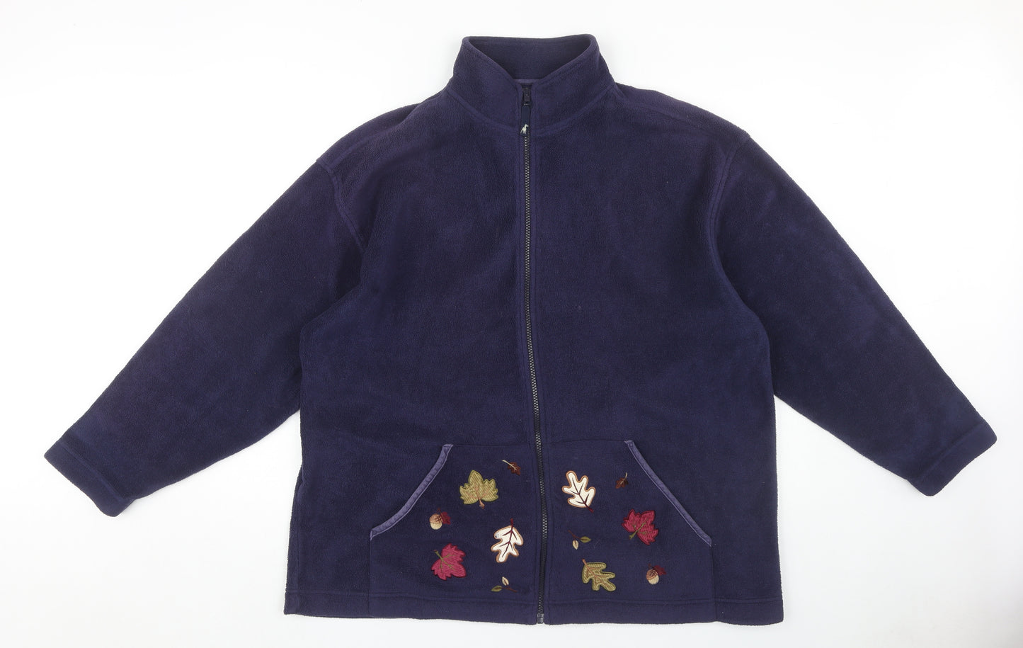 Tulchan Women's Blue Embroidered Fleece Jacket XL