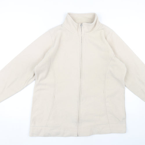 EWM Women's Beige Fleece Jacket M Casual Full Zip