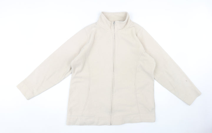 EWM Women's Beige Fleece Jacket M Casual Full Zip