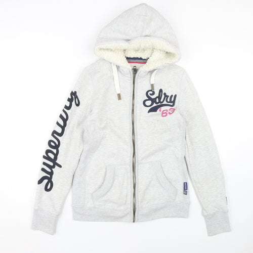 Superdry Women's Grey Full Zip Hoodie, M, Casual, Logo