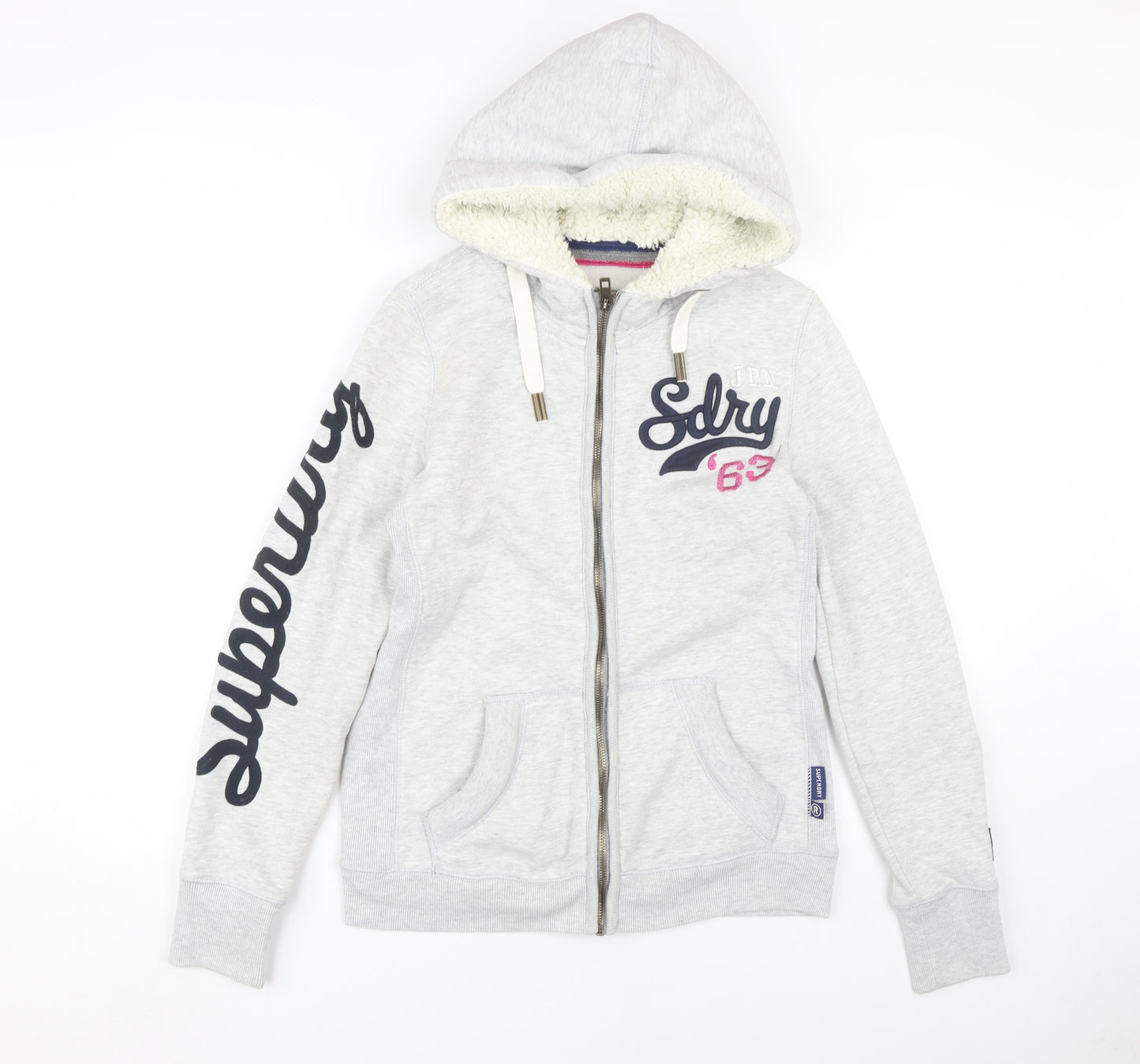 Superdry Women's Grey Full Zip Hoodie, M, Casual, Logo