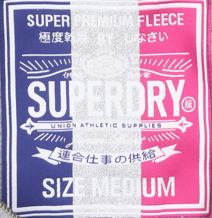 Superdry Women's Grey Full Zip Hoodie, M, Casual, Logo