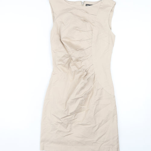 Warehouse Women Beige Sheath Dress - Size 10