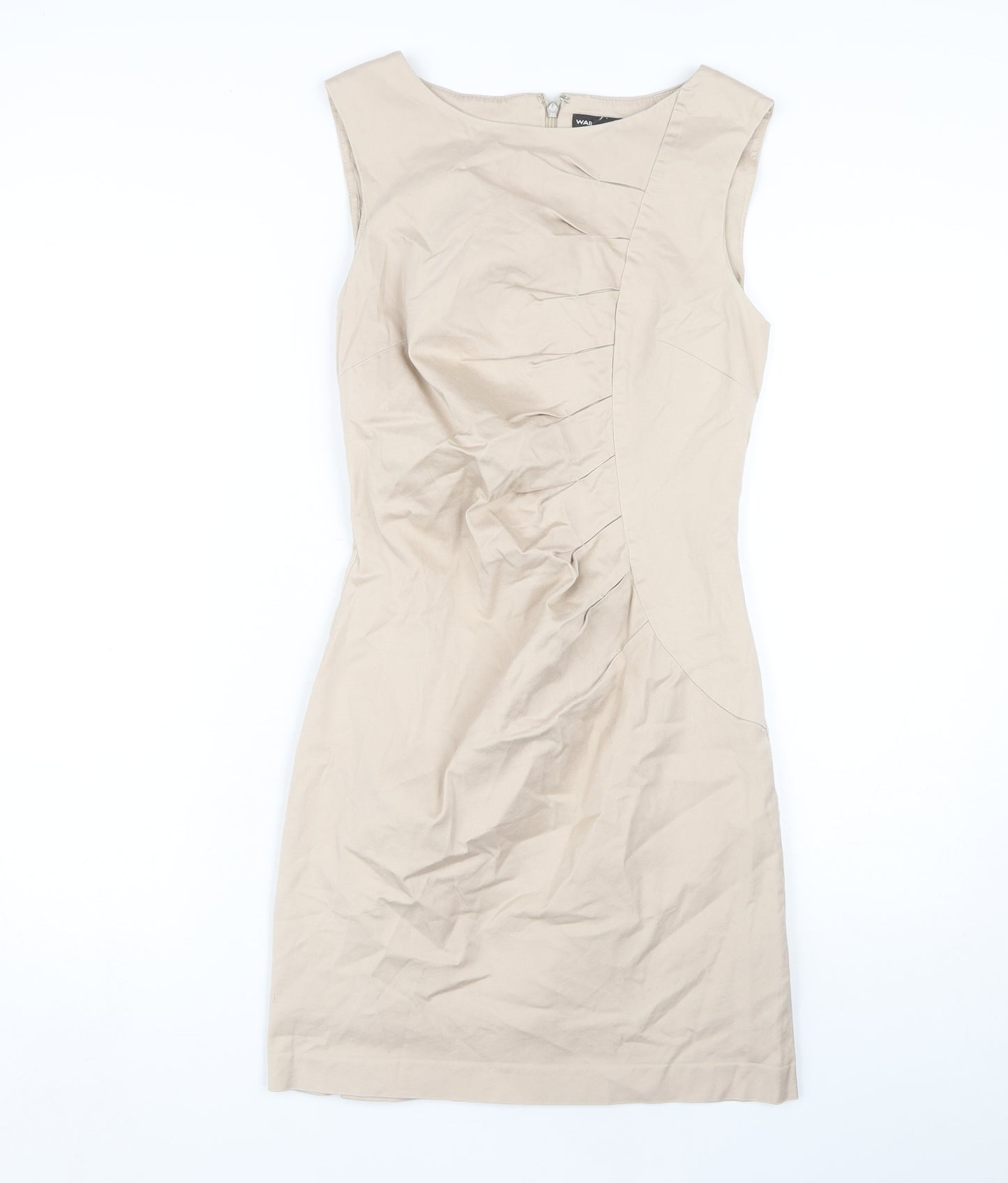 Warehouse Women Beige Sheath Dress - Size 10