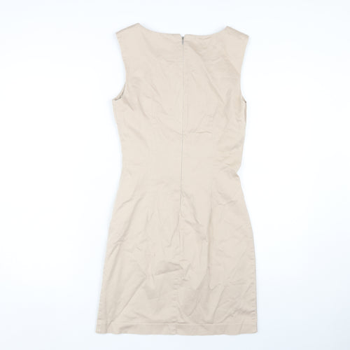 Warehouse Women Beige Sheath Dress - Size 10