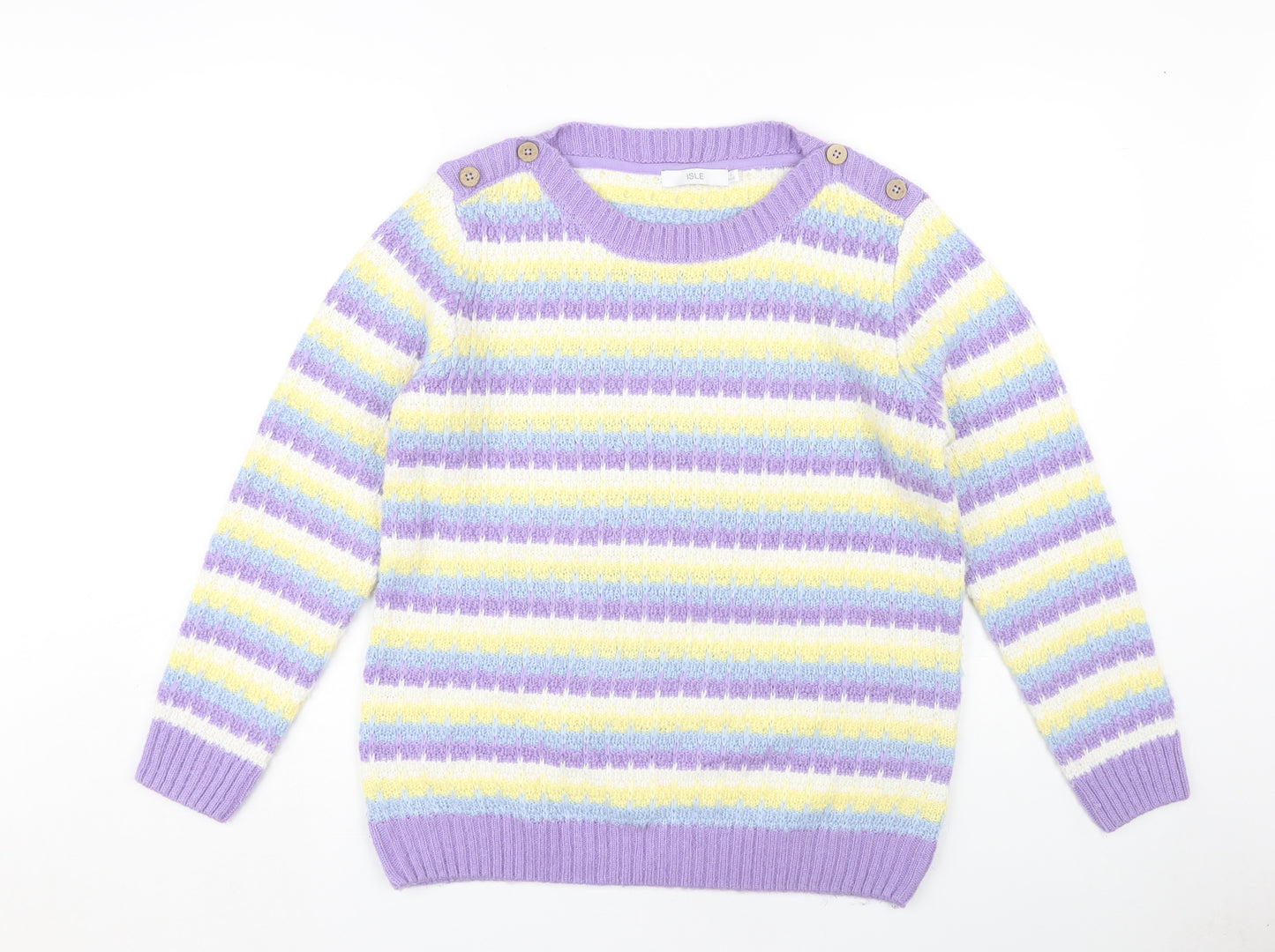 ISLE Women's Multicoloured Striped Jumper Size 12