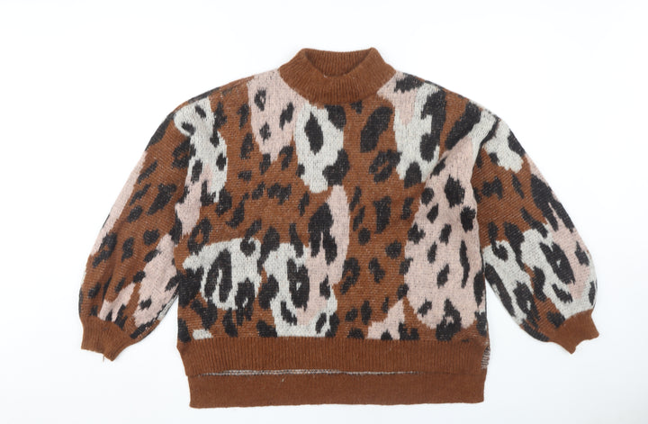 Vila Women's Brown Animal Print Pullover Jumper
