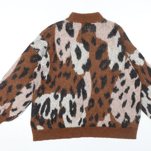 Vila Women's Brown Animal Print Pullover Jumper