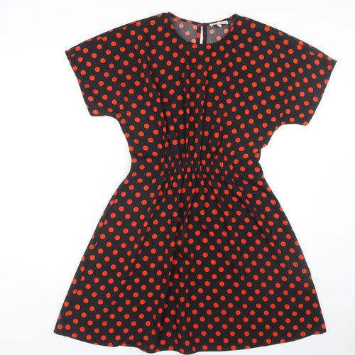 Warehouse Women's Black Polka Dot A-Line Dress