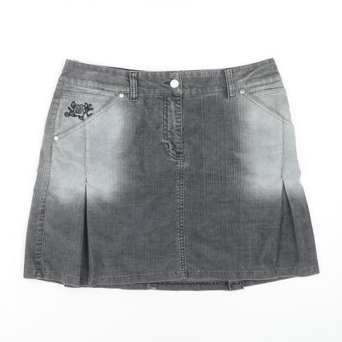 Next Women's Grey Knee A-Line Skirt, Size 12