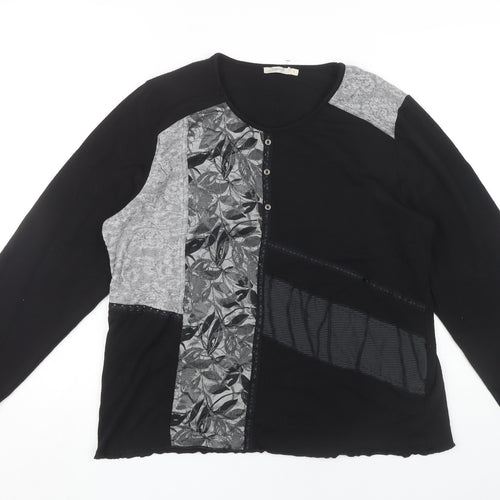 Lewinger Women's Black Floral Patchwork T-Shirt Size 6