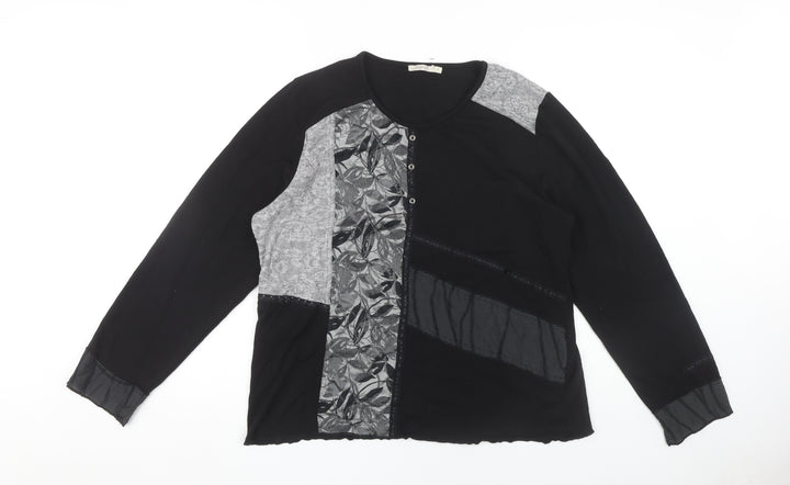 Lewinger Women's Black Floral Patchwork T-Shirt Size 6