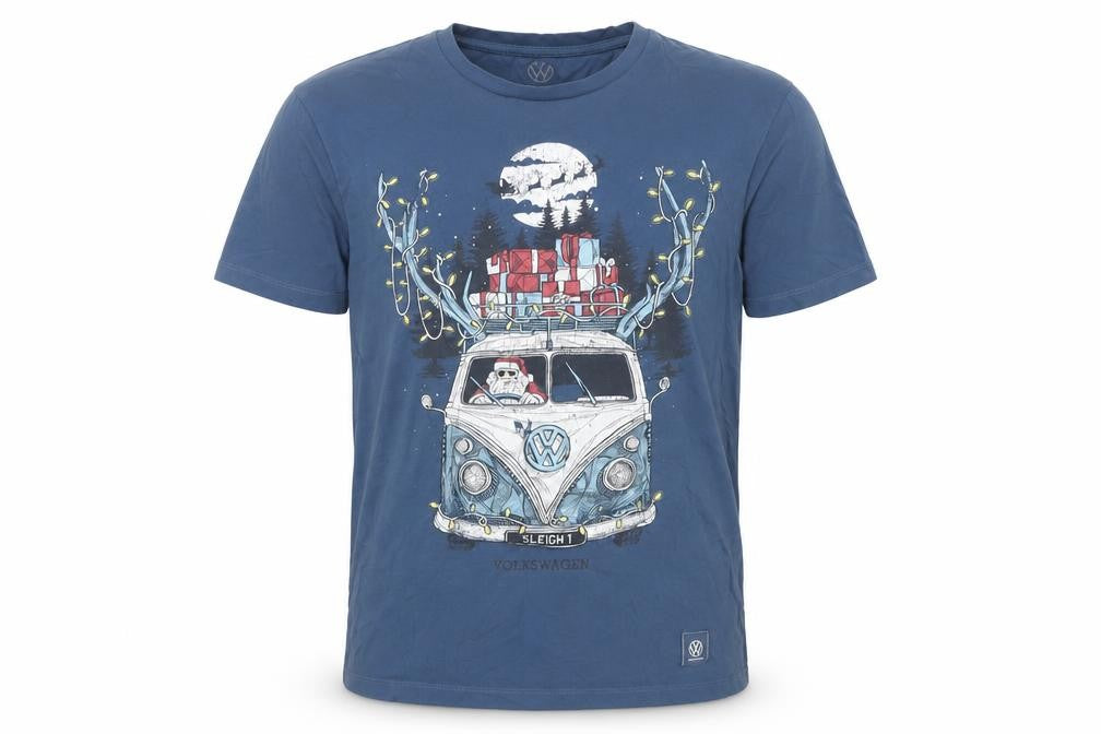 Volkswagen Men's Blue Small Christmas Graphic T-Shirt
