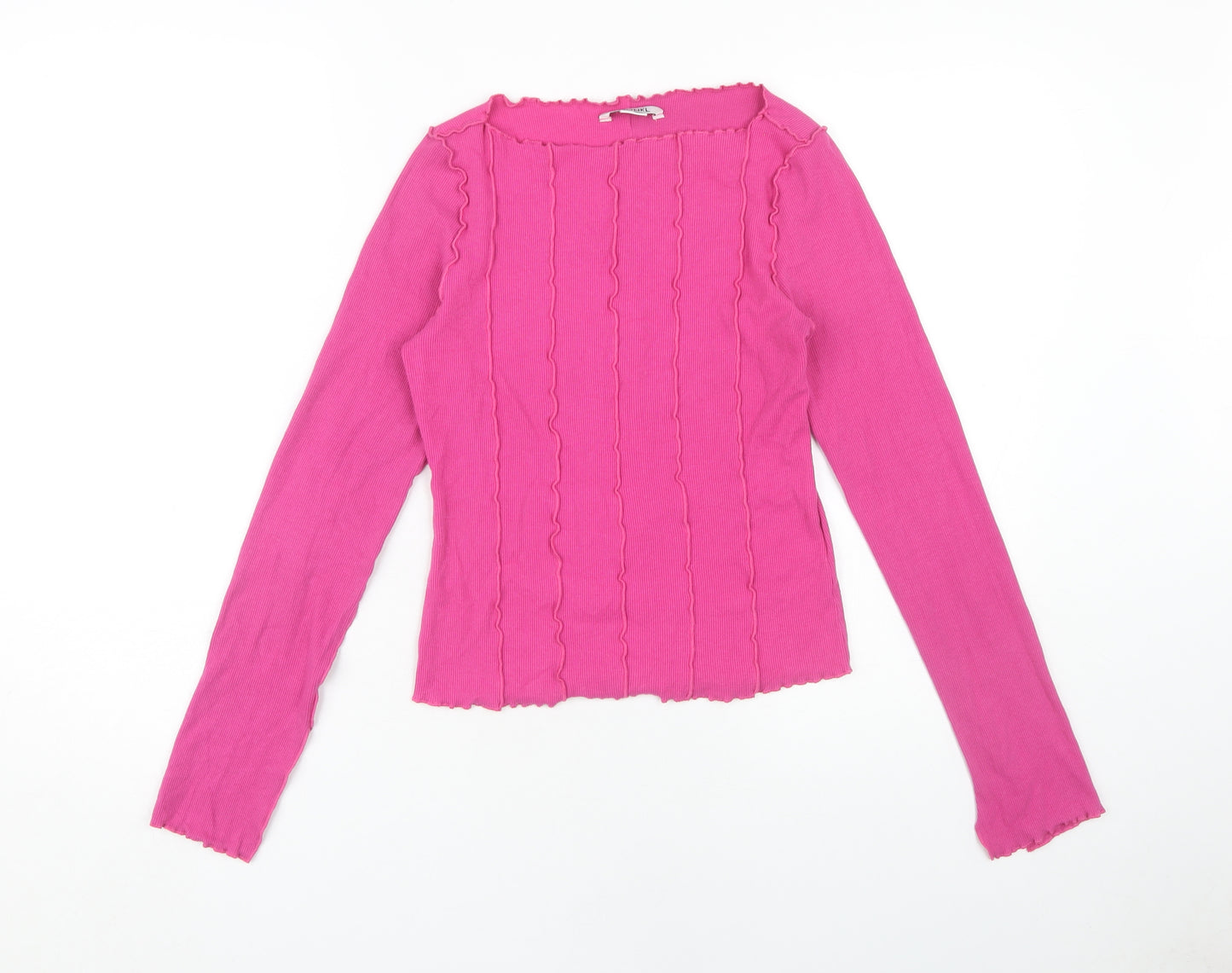 Monki Women's Pink Long Sleeve Top, Size S, Cotton Blend