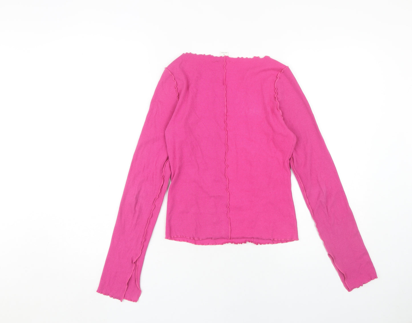 Monki Women's Pink Long Sleeve Top, Size S, Cotton Blend