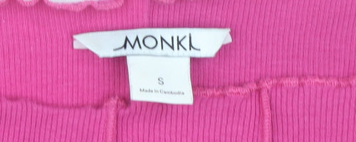 Monki Women's Pink Long Sleeve Top, Size S, Cotton Blend
