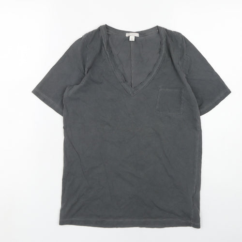Gap Women's Grey V-Neck T-Shirt, Size S, Cotton