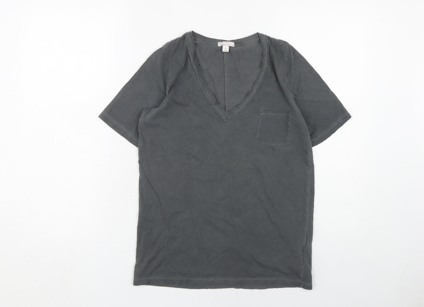 Gap Women's Grey V-Neck T-Shirt, Size S, Cotton
