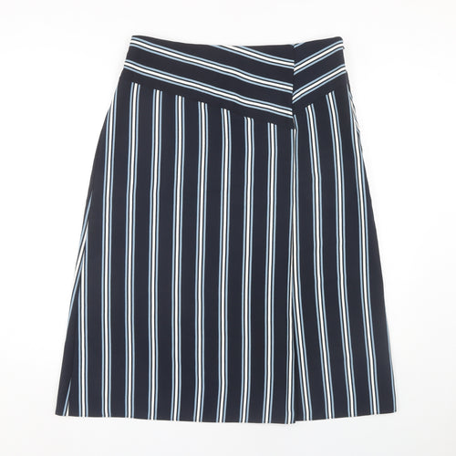 Marks and Spencer Women's Blue Striped Skirt, Size 14