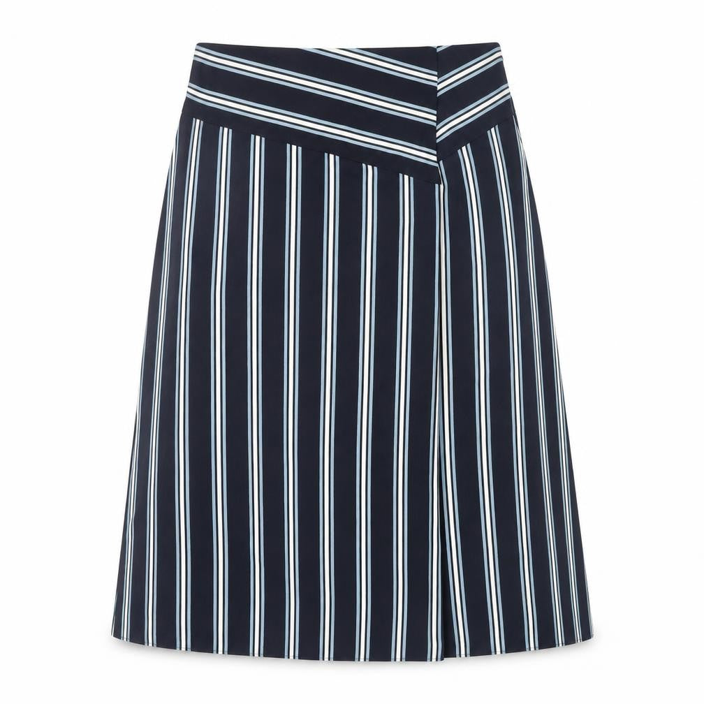Front view of Marks & Spencer Women's Blue Striped Skirt, size 14