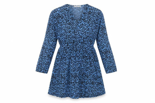 Front view of Mango Women's Blue A-Line Short Dress, size 10