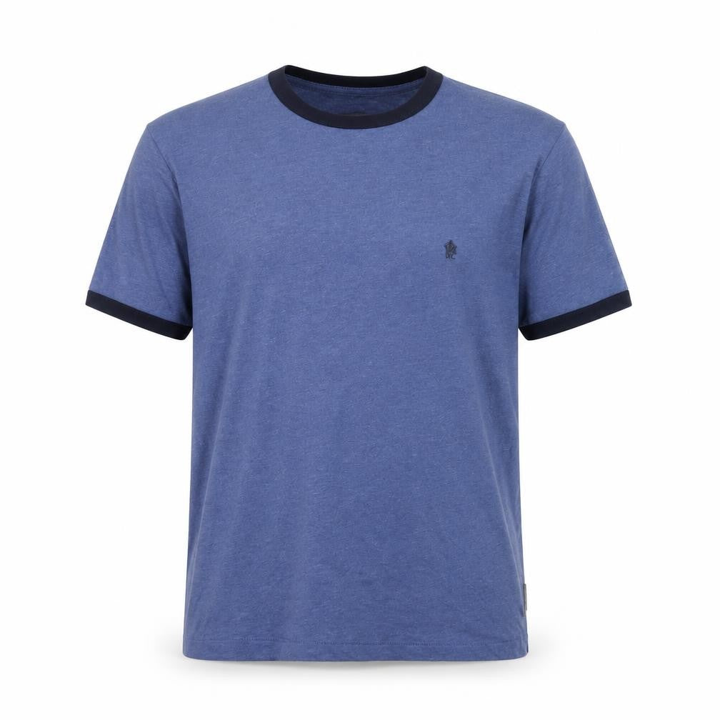 Front view of French Connection Men's Blue Crew Neck T-Shirt, M