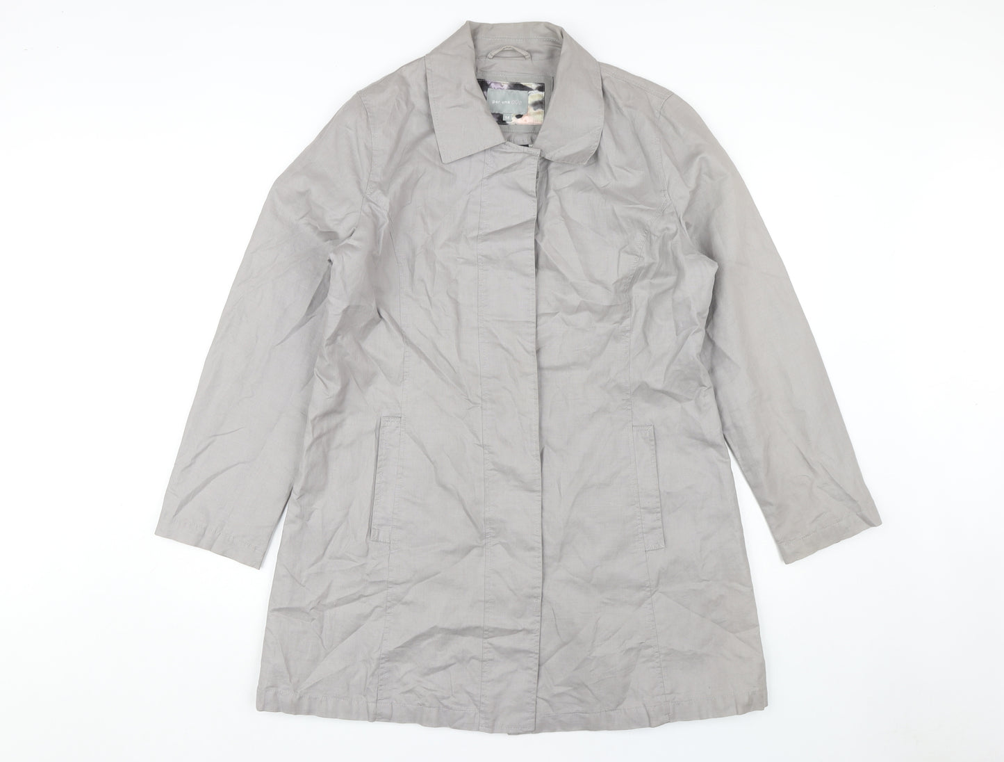 Per Una Women's Grey Linen Cotton Overcoat Size 14