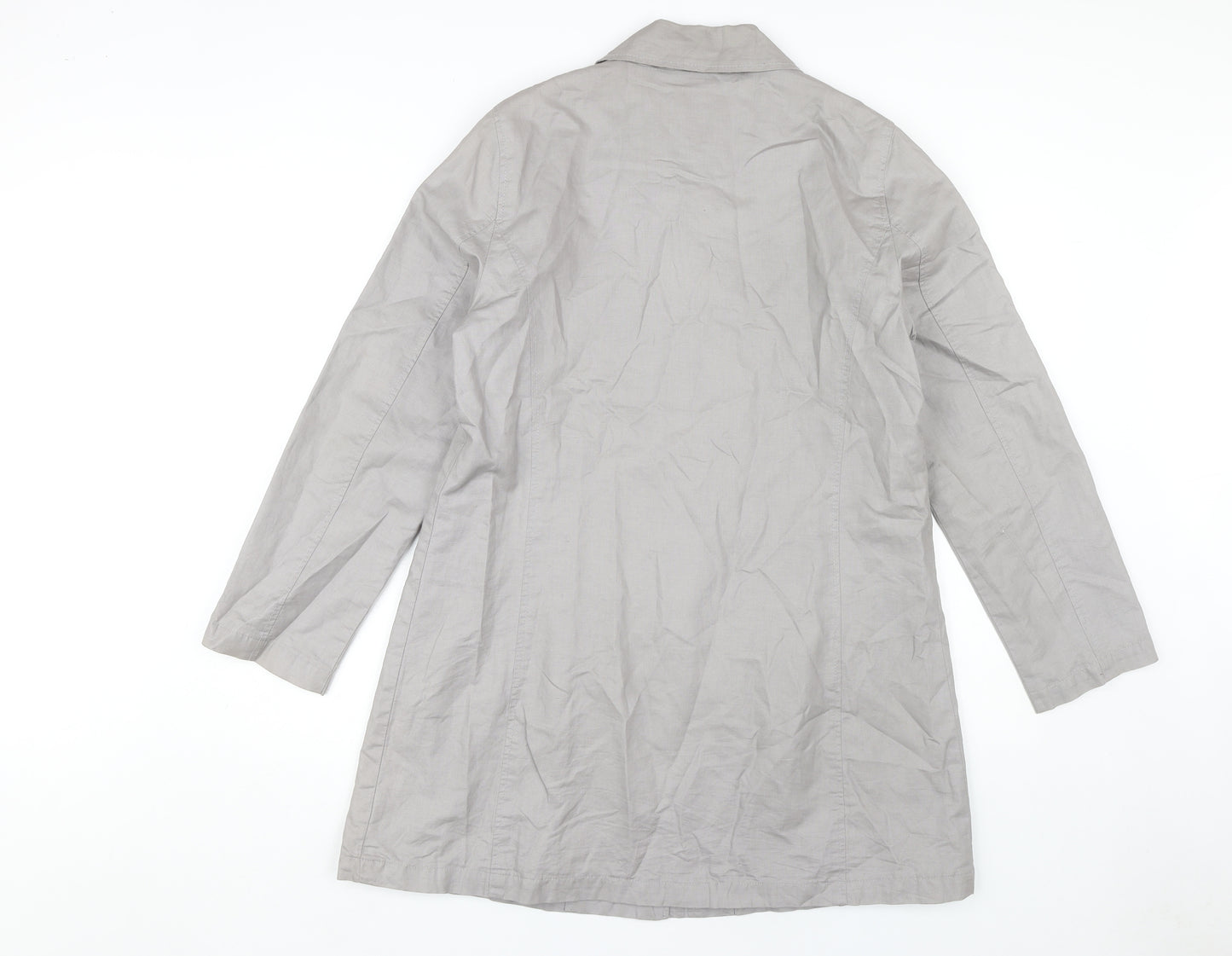 Per Una Women's Grey Linen Cotton Overcoat Size 14