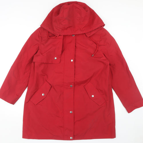 Bonmarché Women's Red Rain Coat Size 14 Hooded